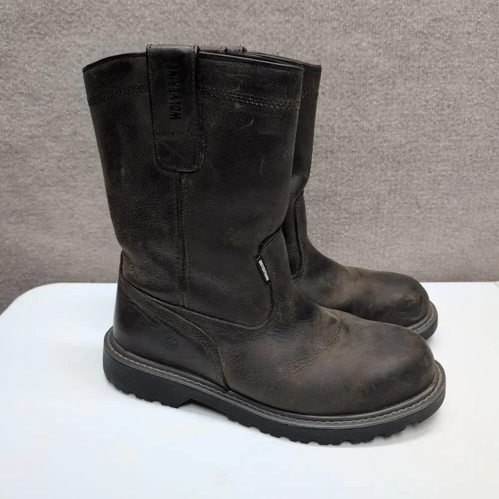 Wolverine Floorhand Wellington Men's Brown Leather Boots Steel Toe Size 8.5